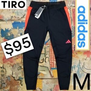 Adidas Men's Tiro Soccer Pants Medium Size Black With Orange/Red Trim IJ7382